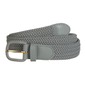 Braided belt grey- leather covered buckle